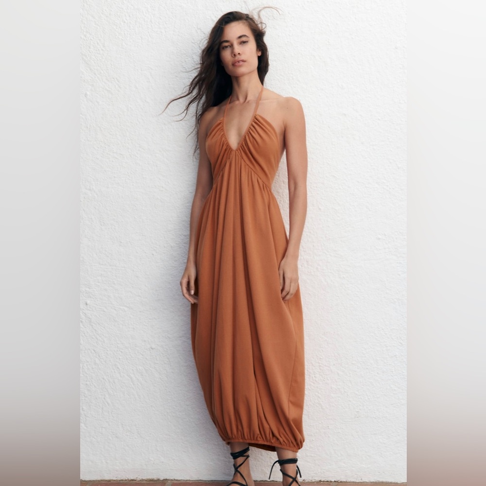Zara NWT Long Halter Dress
